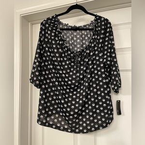 NWT AGB Women’s Black & White Polka Dot Top 3X